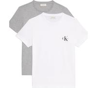 Calvin Klein Donna T-shirt Maniche Corte Confezione da 2 Logo Tee con Scollo Rotondo, Multicolore (Heroic Grey Heather / Brilliant Whi), S