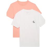 Calvin Klein Donna T-Shirt Maniche Corte Confezione da 2 Logo Tee con Scollo Rotondo, Multicolore (Just Peach/Brilliant White), M