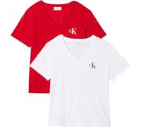 Calvin Klein A- Logo VN 2 Pack Tee Lv047C906G, Maglietta, Donna, Rosso (Adrenaline Rush/Brilliant White), S
