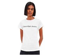 Calvin Klein Donna T-Shirt Maniche Corte Core Logo Slim Fit Tee Scollo Rotondo, Bianco (Bright White), XS