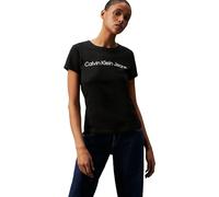Calvin Klein Donna T-Shirt Maniche Corte Core Logo Slim Fit Tee Scollo Rotondo, Nero (CK Black), M