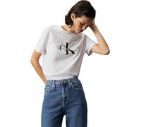 Calvin Klein Donna T-Shirt Maniche Corte Core Monologo Scollo Rotondo, Bianco (Bright White), XS