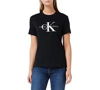 Calvin Klein Donna T-shirt Maniche Corte Core Monologo Scollo Rotondo, Nero (Ck Black), S