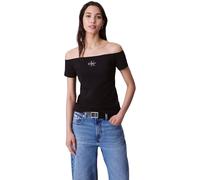 Calvin Klein Donna T-Shirt Maniche Corte off Shoulder Spalle Scoperte, Nero (Black), S