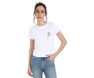Calvin Klein Donna T-Shirt Maniche Corte Script Institutional Baby Tee Scollo Rotondo, Bianco (Bright White), XXS