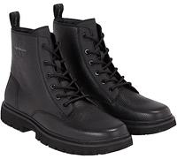 Calvin Klein Stivale Eva Mid Laceup Lth, Uomo, Triplo Nero, 44.5 EU