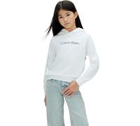 Calvin Klein Felpa con Cappuccio Unisex per Bambini con Logo Inst. Reg. Terry, LV1CKSJB38, Bianco (Bianco 11-0601 TCX), 16 Anni