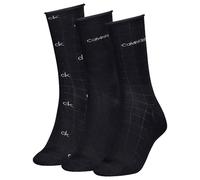 Calvin Klein Giftbox Grid all Over Print Classic Sock, Nero, Taglia Unica (Pacco da 4) Donna