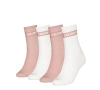 Calvin Klein Giftbox Stripe Logo Calzini Crew, Bianco/Rosa, Taglia Unica (Pacco da 4) Donna