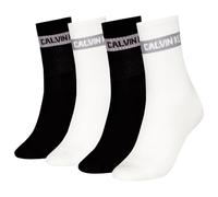 Calvin Klein Giftbox Stripe Logo Calzini Crew, Bianco, Taglia Unica (Pacco da 4) Donna