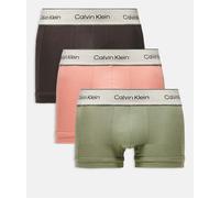 Calvin Klein - Heritage Cotton - Confezione da 3 paia di boxer aderenti grigio, kaki e rosso-Multicolore 52