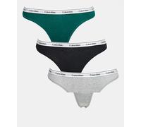 Calvin Klein - Icon - Confezione da 3 perizomi nero/grigio/verde con logo-Multicolore XL