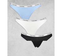 Calvin Klein - Icon - Confezione da 3 slip nero, bianco e blu con logo-Multicolore XS