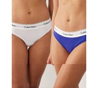 Calvin Klein - Icon Cotton Modal - Confezione 2 da perizomi bianco/blu-Multi S