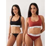 Calvin Klein - Icon Cotton Modal - Confezione da 2 bralette nera e rossa-Multi M