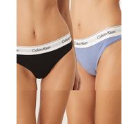 Calvin Klein - Icon Cotton Modal - Confezione da 2 perizomi neri e blu-Multicolore M