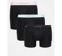Calvin Klein - Icon Cotton Stretch - Confezione da 3 boxer in cotone elasticizzato neri con fascia in vita colorata-Nero 54