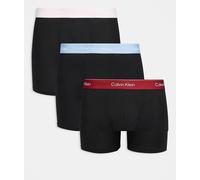 Calvin Klein - Icon Cotton Stretch - Confezione da 3 boxer neri con fascia in vita rossa/blu/crema-Multicolore 50