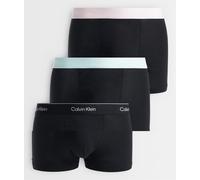 Calvin Klein - Icon Cotton Stretch - Confezione da 3 paia di boxer aderenti comodi neri con fascia colorata in vita-Nero 54