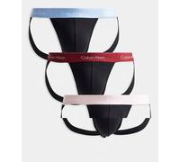 Calvin Klein - Icon Cotton Stretch - Confezione da 3 sospensori neri con dettagli rosa/blu/rosso-Multicolore 48