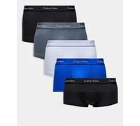 Calvin Klein - Icon - Cotton Stretch - Confezione da 5 boxer aderenti a vita bassa neri e blu-Multicolore 50