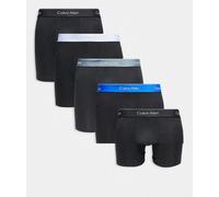 Calvin Klein - Icon Cotton Stretch - Confezione da 5 boxer neri con fascia in vita blu e grigia-Multicolore 50