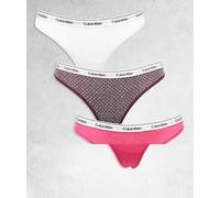 Calvin Klein - Icon Logo - Confezione da 3 perizomi color rosa/bianco/a cuori-Multicolore XL