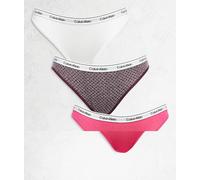 Calvin Klein - Icon Logo - Confezione da 3 slip bikini color rosa/bianco/a cuori-Multicolore M