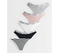 Calvin Klein Icon Logo confezione da 5 perizomi in nero/righe/grigio/rosa-Multi XS