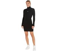 Calvin Klein Jeans Abito in Maglia Donna Badge Roll Neck Maniche Lunghe, Nero (Ck Black), L