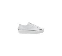 Calvin Klein Donna Sneakers Vulcanizzate Bold Low in Pelle, Bianco (Bright White/Black), 38