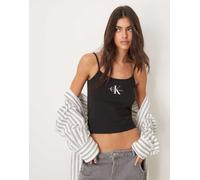 Calvin Klein Jeans - Canotta nera con spalline sottili e logo a monogramma-Nero XXL