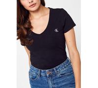 Calvin Klein Jeans - CK Embroidery Stretch V-Neck Nero - Abbigliamento M Nero