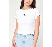 Ck Rib Cropped Slim Tee by Calvin Klein Jeans L Bianco
