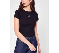Calvin Klein Jeans - Ck Rib Cropped Slim Tee Nero - Abbigliamento XS Nero