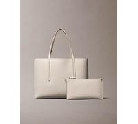 Calvin Klein Jeans - Completo beige con borsellino e borsa shopping piccola con logo laminato-Multicolore One Size