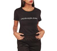 Calvin Klein Jeans Core Instit Logo Sl Maglietta, Ck Black, S Donna
