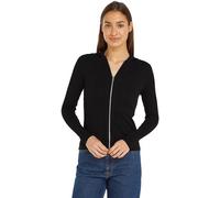 Calvin Klein Jeans Donna Cardigan Rib Zipped Cardigan con Zip, Nero (CK Black), XS