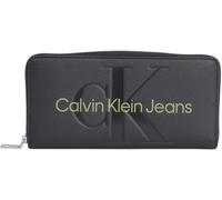 Calvin Klein Jeans Donna Portafoglio Sculpted Zip Around Mono con Scomparto Monete, Nero (Black/Dark Juniper), Taglia Unica