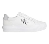 Calvin Klein Jeans Donna Sneakers Vulcanizzate Flatform Lace Up Leather Scarpe, Bianco (Bright White/Silver), 38
