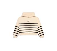 Calvin Klein Jeans Felpa Beige a Righe Nere con Cappuccio (IT, età, 12 Anni, Regular, Bambina, Beige)