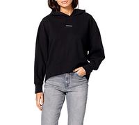 Calvin Klein Jeans Felpa con Cappuccio Micro Branding Maglione, CK Black, M Donna