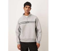 Calvin Klein Jeans - Felpa grigia con zip corta e riga con logo al centro del petto-Grigio 44