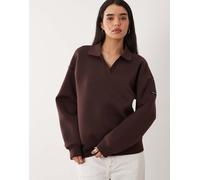 Calvin Klein Jeans - Felpa oversize stile polo marrone cioccolato M