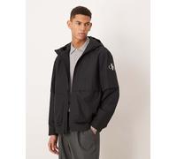 Calvin Klein Jeans - Giacca a vento oversize nera in tessuto ripstop con cappuccio-Nero 50