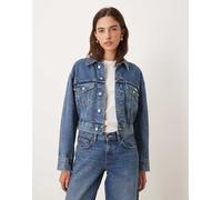Calvin Klein Jeans - Giacca di jeans corta stile trucker lavaggio blu medio M