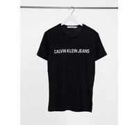 Calvin Klein Jeans - Institutional Script - T-shirt slim nera con logo-Nero L