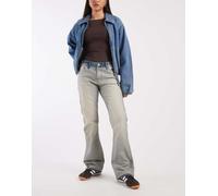 Calvin Klein Jeans - Jeans bootcut in cotone lavaggio stone wash con fascia in vita a contrasto-Neutro W34 L32
