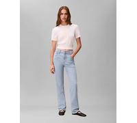 Calvin Klein Jeans - Jeans dritti a vita alta lavaggio chiaro-Blu W33 L30