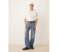 Calvin Klein Jeans - Jeans dritti lavaggio medio con motivo stampato anni '90-Blu W38 L32
